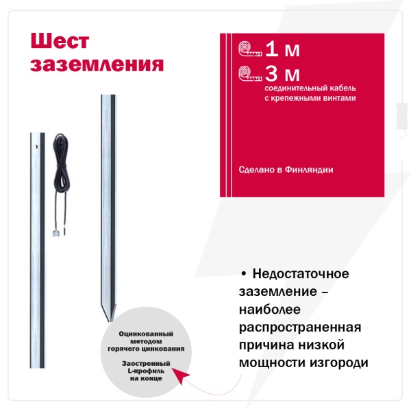 Шест заземления с соединительным кабелем