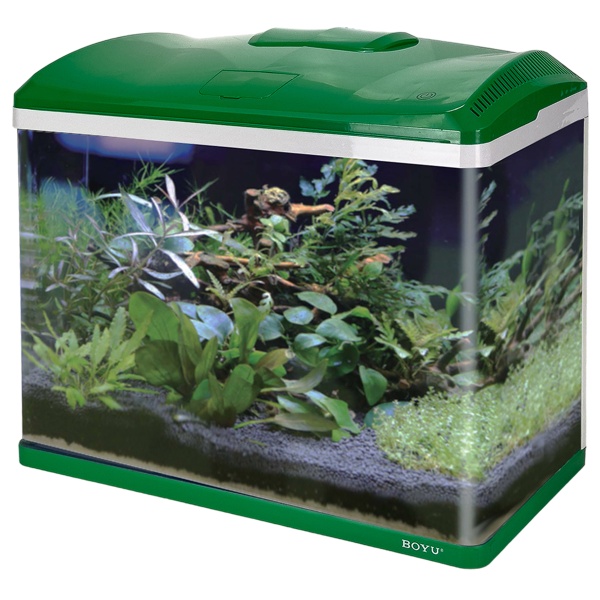 Аквариум Boyu EC-600 панорамный, 66 л, с фильтром и LED-лампой, зеленый
