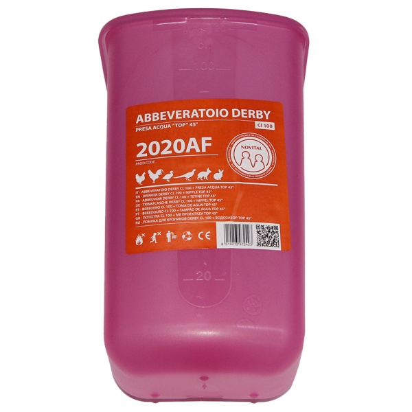 Поилка ниппельная с бачком DERBY 1 л 45° для кроликов и птиц