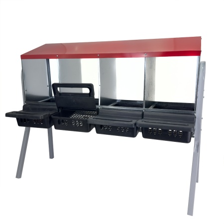 Гнездо для кур несушек 4 секции, на ножках, с яйцесборником