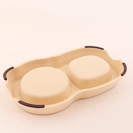 Миска двойная, 26x14.5x3.5 см, 200+250 мл, синий