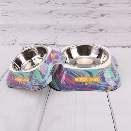 Миска нержавеющая сталь съёмная для собак и кошек, 20x21x6 см, голубой