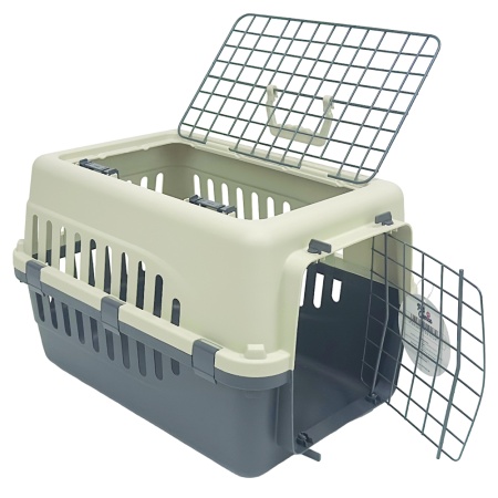 Переноска Safari Range 50х35х32 см для кошек и собак Pet Choice с металлической верхней решеткой, серый