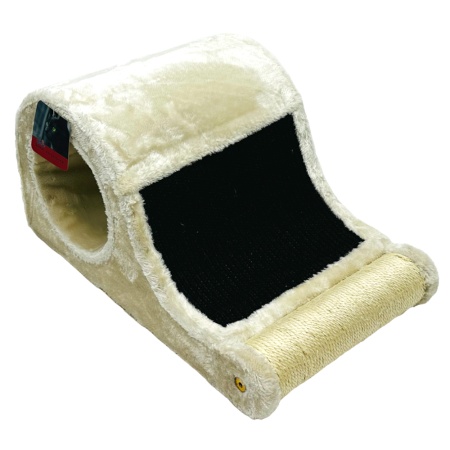 Когтеточка-волна для кошек 50х30х25 см с туннелем, кремовый