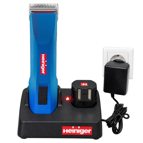 Машинка Heiniger Saphir для стрижки лошадей, КРС, собак и кошек с 2-я аккумуляторами и лезвием #10 1,5 мм "red line"