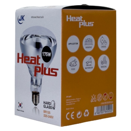 Лампа инфракрасная 175 Bт JK Lighting, E27 BR125, закаленное стекло, прозрачная