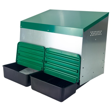 Гнездо для кур несушек HobbyFarm 2 секции наружное крепление с яйцесборником