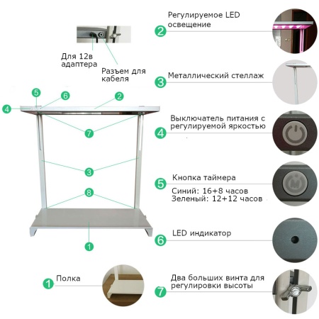 Гидропонная установка HobbyFarm DQ62003, домашний умный смарт сад, 3 ячейки с фитолампой