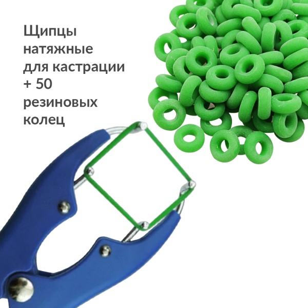 Щипцы натяжные для кастрации + 50 резиновых колец