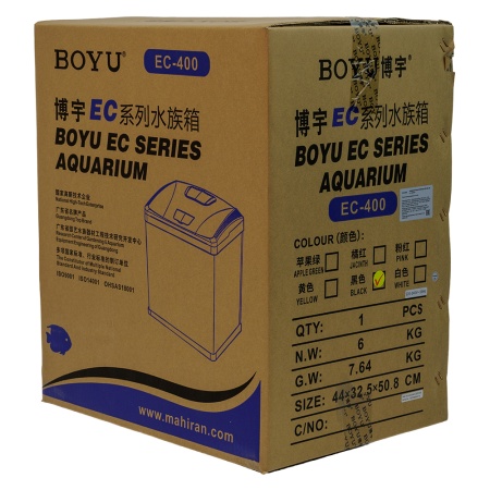 Аквариум Boyu EC-400 панорамный, 33 л, с фильтром и LED-лампой, черный