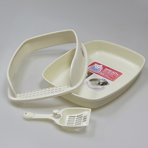 Лоток для кошек с совком Catidea 46х36х15 см, кремовый