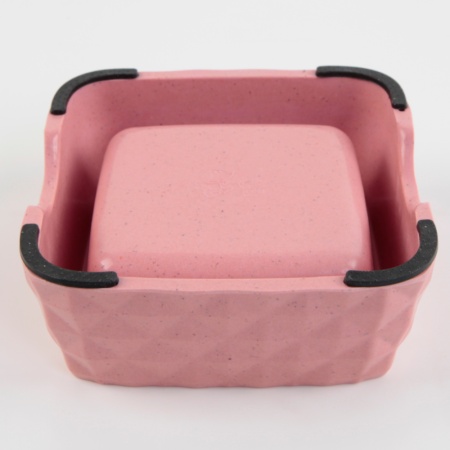 Миска бамбуковая для кошек и собак, 15x15x5.5 см, 430 мл, розовый