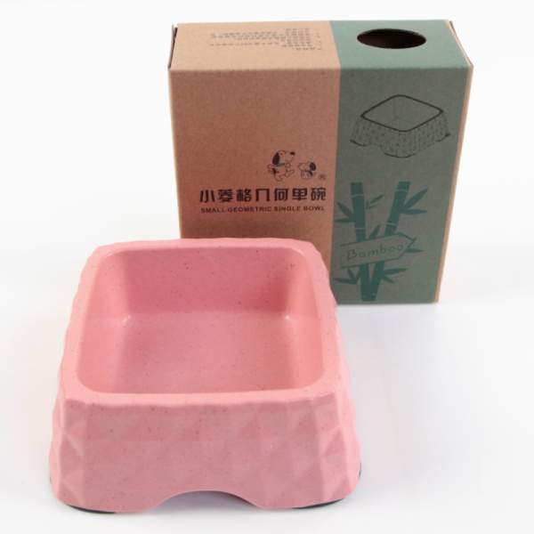 Миска бамбуковая для кошек и собак, 15x15x5.5 см, 430 мл, розовый