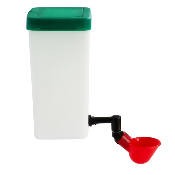 Поилка чашечная с бачком HobbyFarm для кур с креплением на клетку, 1 л, красная, комплект 3 шт.