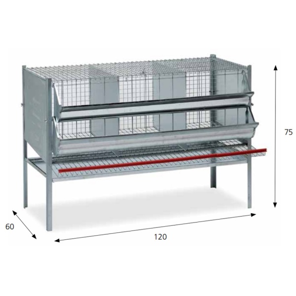 Клетка для кур на 9 голов 120 см трехсекционная