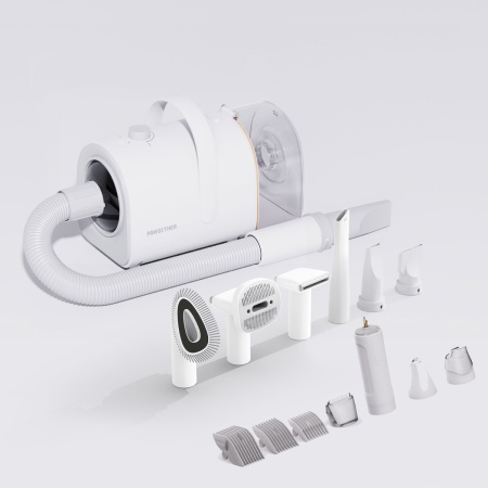 Набор для груминга собак и кошек 4 в 1: пылесос, фен, машинка для стрижки и насадки Pawgether GP1S