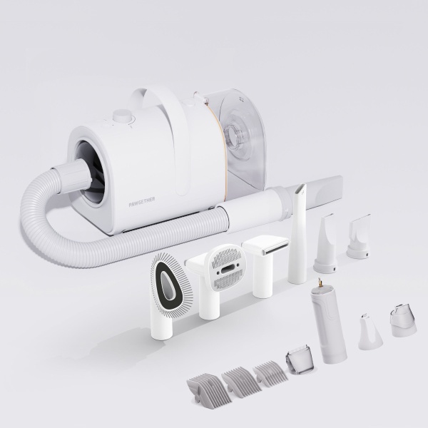 Набор для груминга собак и кошек: пылесос, фен, машинка для стрижки и насадки Pawgether GP1 4-в-1