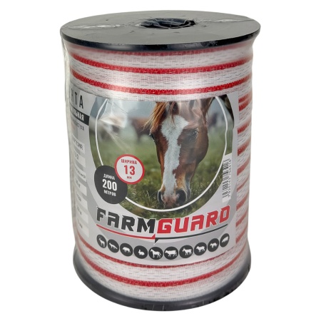 Лента для электропастуха FarmGuard красно-белая 13 мм / 200 м