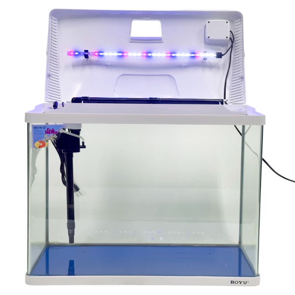 Аквариум с тумбой Boyu EC-600 панорамный, 66 л, с фильтром и LED-лампой, белый