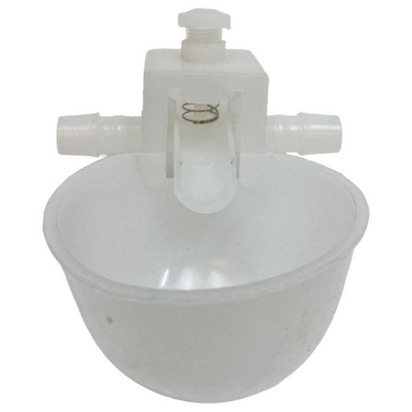 Поилка чашечная с креплением на сетку, регулировкой уровня воды, диаметр 6,3 см, двойной штуцер