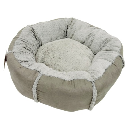 Лежак подушка Pet Choice для собак и кошек, круглый 66х66х15 см, меховой, серый
