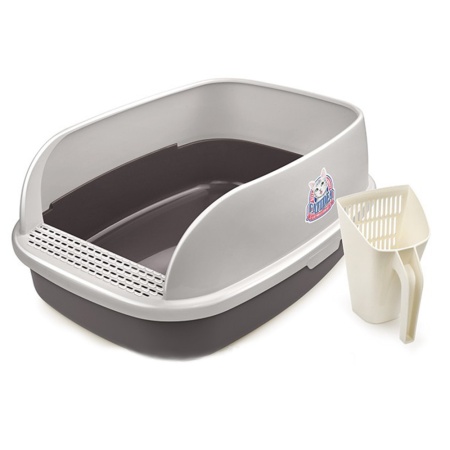 Лоток для кошек XL с совком Catidea 63х45х25 см, коричневый