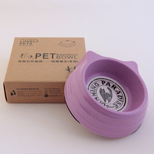 Миска бамбуковая для собак и кошек, 12.5x12x4 см, 150 мл, фиолетовый