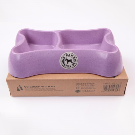 Миска двойная, 26.5x15x5 см, 300+250 мл, фиолетовый