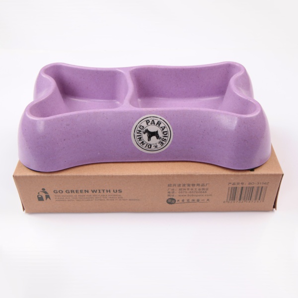 Миска двойная, 26.5x15x5 см, 300+250 мл, фиолетовый