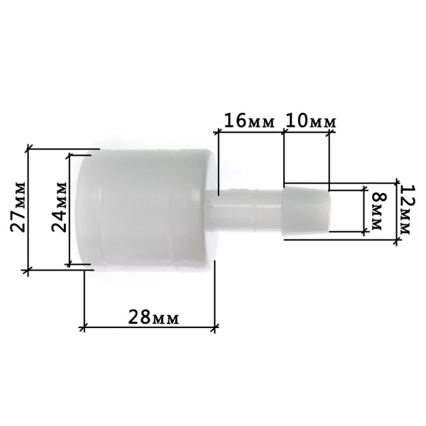 Переходник для круглой трубы 25 мм на Ø 10 мм