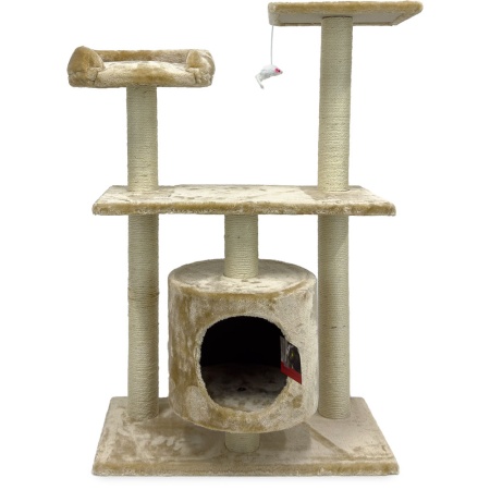 Когтеточка-комплекс с домиком 60х30х96 см, бежевый