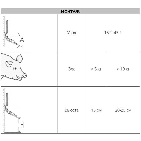 Поилка ниппельная для поросят и молодняка Ø3/8" 1/2" наружн.