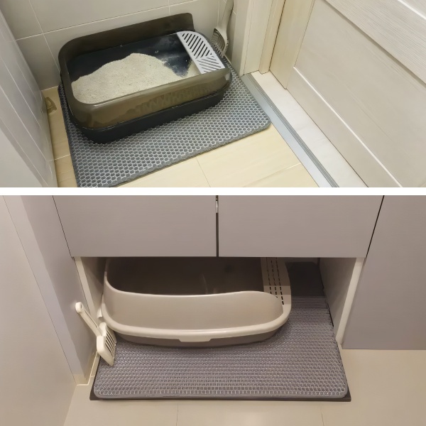 Двухслойный коврик под лоток 55х75 см для кошачьего туалета, серый 