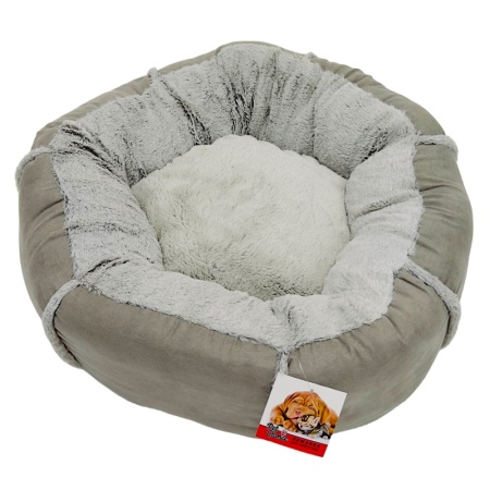 Лежак подушка Pet Choice для собак и кошек, круглый 66х66х15 см, меховой, серый