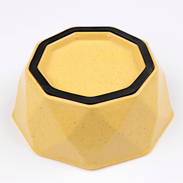 Миска для собак и кошек бамбуковая, 14.4x14.4x5.4 см, 500 мл, желтый