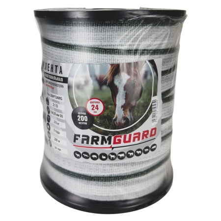 Лента для электропастуха FarmGuard зелено-белая 24 мм / 200 м