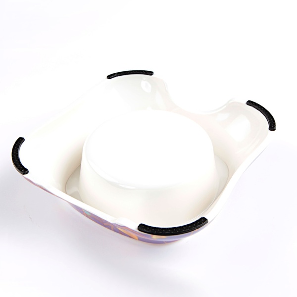 Миска нержавеющая сталь съёмная для собак и кошек, 20x21x6 см, фиолетовый