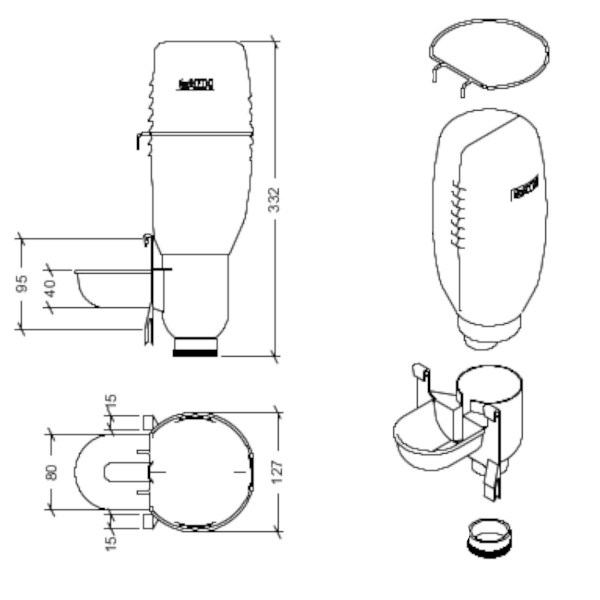 Поилка навесная с емкостью 2 л пластик/металл для кроликов и птиц
