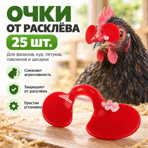 Очки от расклева для птиц, кур, петухов, фазанов со стрелой, 25 шт.