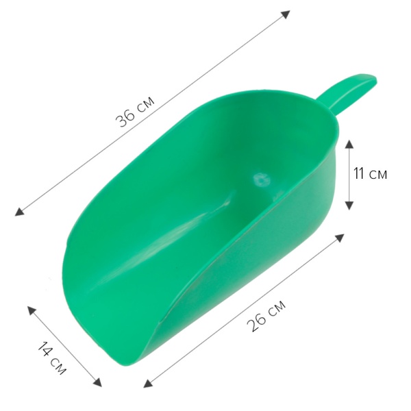 Совок для корма, пластик, зеленый