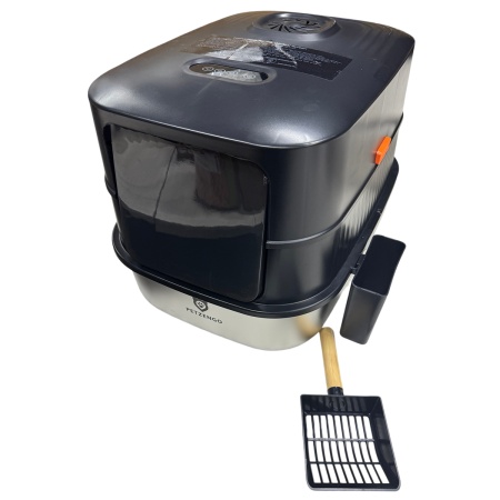Туалет-домик умный для кошек Petzengo PL-2 60,5х40х39 см с дезодорацией + подставка, нержавеющая сталь
