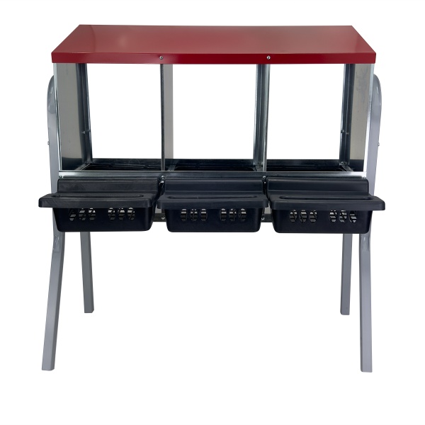 Гнездо для кур несушек 3 секции, на ножках, с яйцесборником