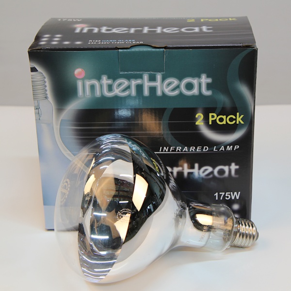 Лампа инфракрасная 175 Вт InterHeat, Е27 R125, закаленное стекло, прозрачная, комплект 2 шт.