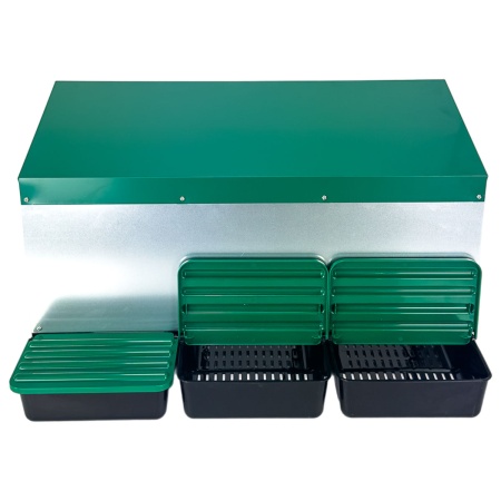 Гнездо для кур несушек HobbyFarm 3 секции наружное крепление с яйцесборником