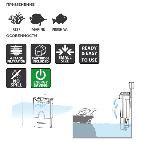 Фильтр погружной для аквариума Newa Motion NWM300 230V с помпой 20-60 л