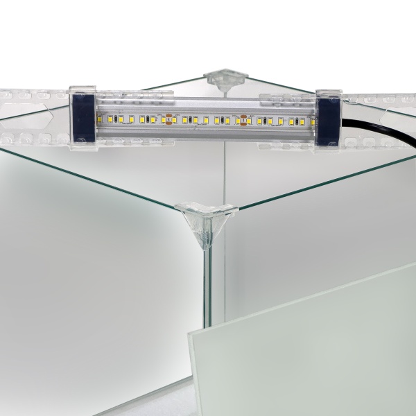 Аквариум Newa Ego LID, EL 20W, 18 л панорамный, LED освещение, белая стеклянная крышка