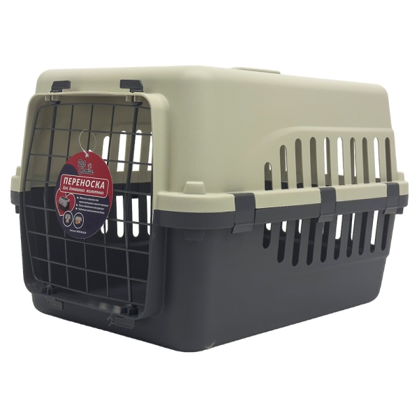 Переноска Safari Range 50х35х32 см для кошек и собак Pet Choice с металлической верхней решеткой, серый