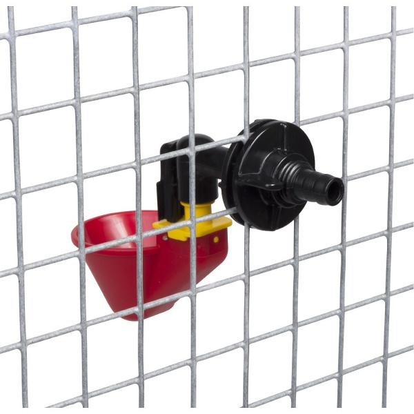 Поилка чашечная для крупной птицы, пластик, с креплением на сетку