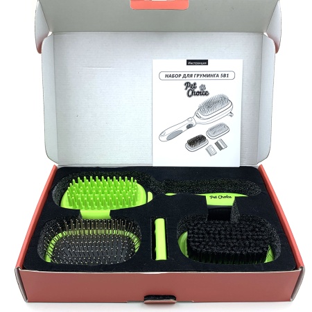 Набор расчесок для груминга животных 5 в 1 щетка массажная, расческа, дешеддер, стриппинг, щетина