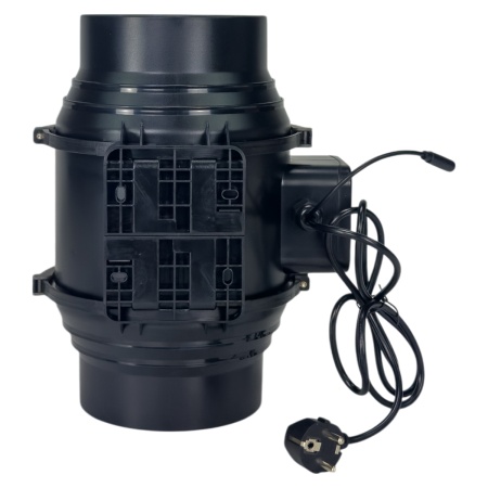 Вентилятор для гроубокса HobbyFarm канальный встроенный с регулятором, бесшумный, 6", пластик